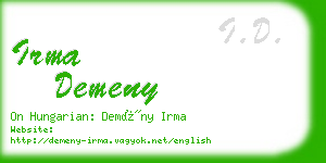 irma demeny business card